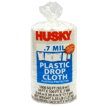 Husky 0.7 Mil Clear Plastic Drop Cloth, 10 ft. x 100 ft.