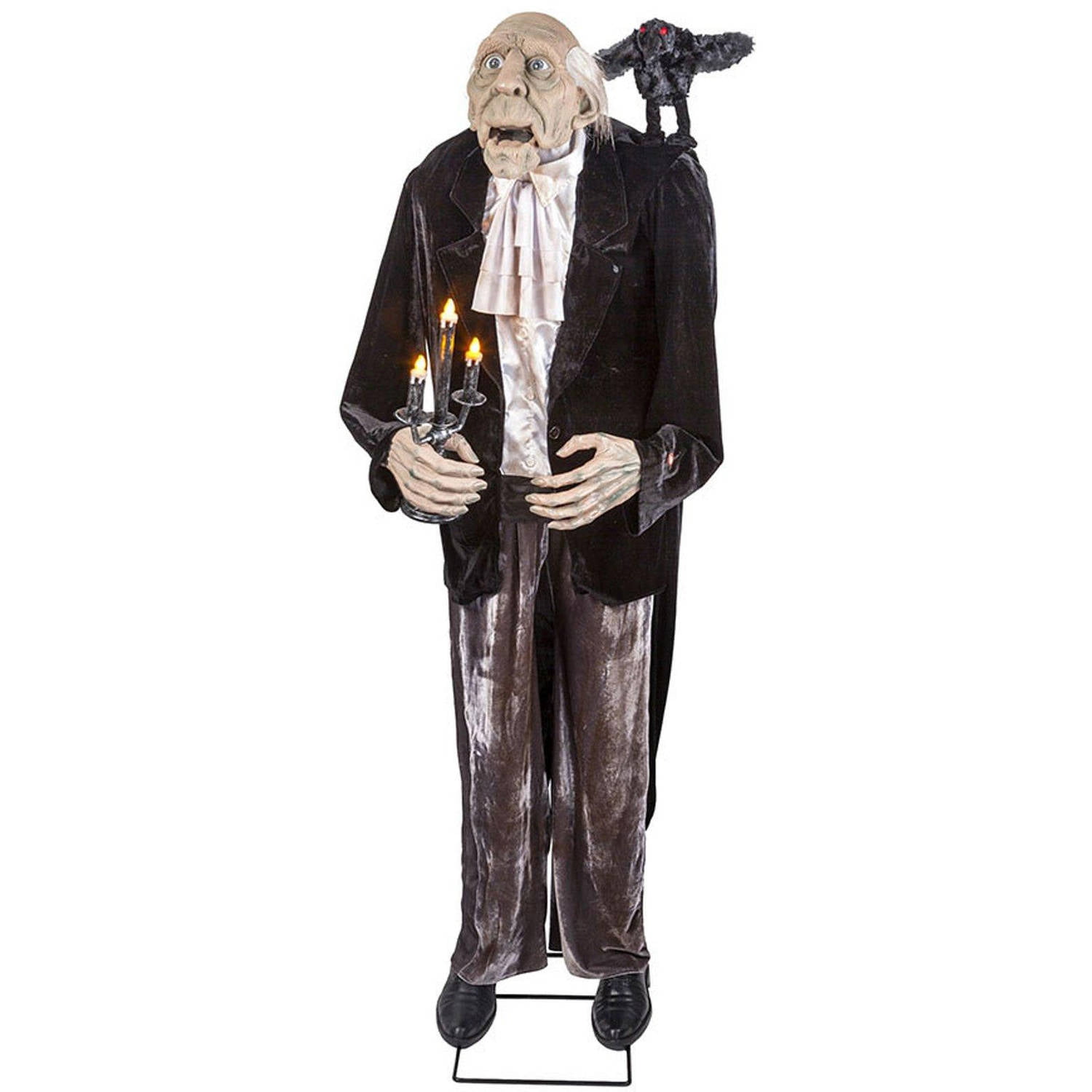 Animated Talking Butler And Crow with Light-Up Candelabra Halloween ...