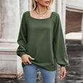 thumbnail image 2 of BLVB Women's Spring Fall Tunic Tops Square Collar Long Sleeve Shirts Solid Casual Loose Ladies Dressy Blouse, 2 of 5
