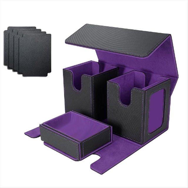 Caja de Almacenamiento de Tarjetas para Más de 200 Tarjetas, Estuche para Mazos de Cartas , Organizador de Tarjetas con 4 Divisores