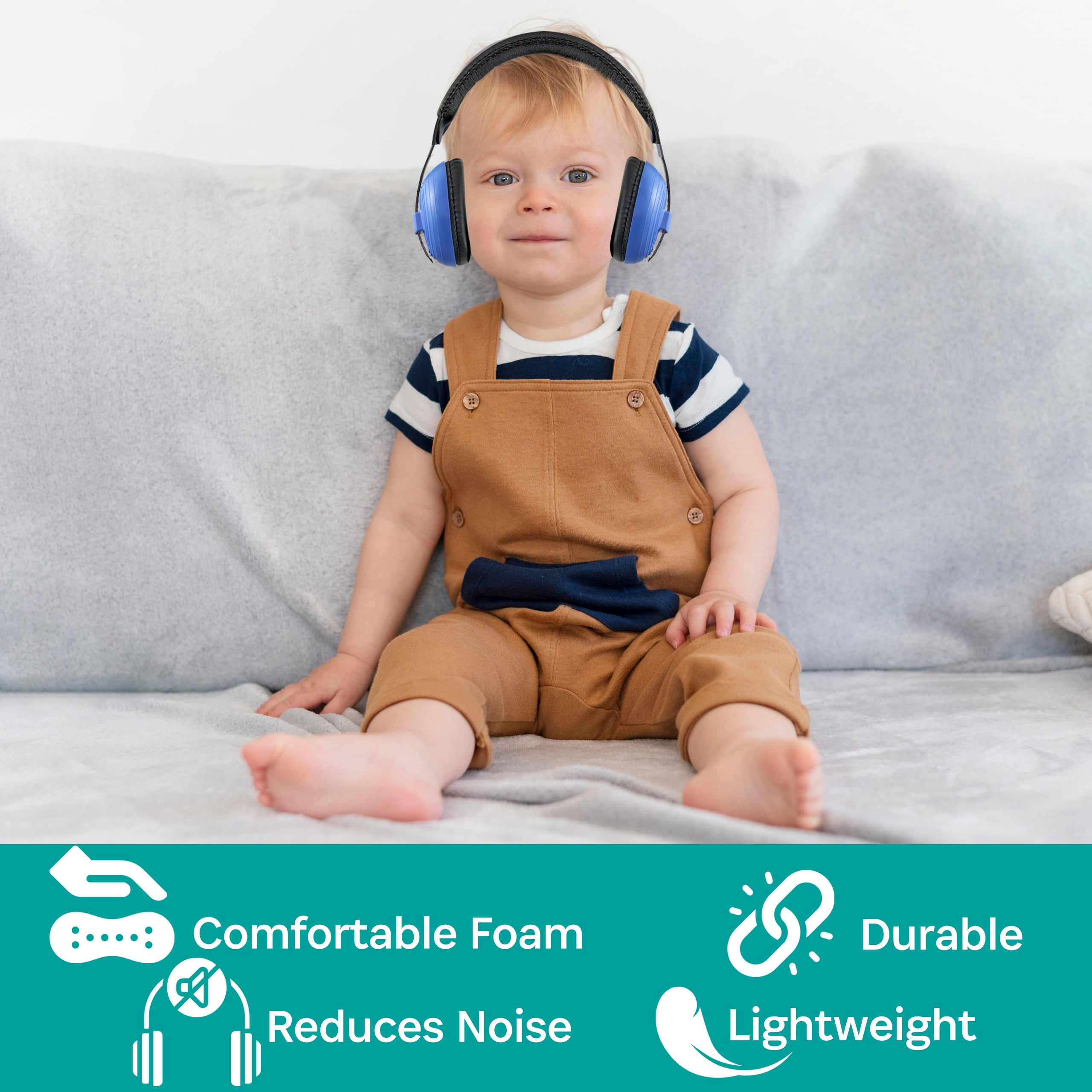 KidCo Whispears S830 Blue- Baby Ear Protection Headphones, Noise Cancelling Ear Muffs for Babies, Toddlers, & Infants