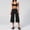 Black, variant on PISONIC Womens Workout Sets Two Piece Spaghetti Straps Sports Bra Matching Wide Leg Capri Pants Gym Work Pilates Outfits