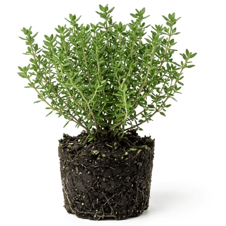 Set of 2 French Thyme Live Herb Plants, 3-4 Inch Tall, Aromatic Culinary Herb for Indoor Outdoor Garden & Kitchen, No Pot