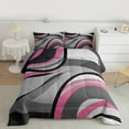 thumbnail image 2 of Feelyou Grey Pink Abstract Ombre Queen Comforter Set, Square Circle Geometric Bedding Sets, Teen Kid Child Adult Reversible Bedding Comforter Set, Super Cozy Room Decor, 3-Piece, 2 of 8