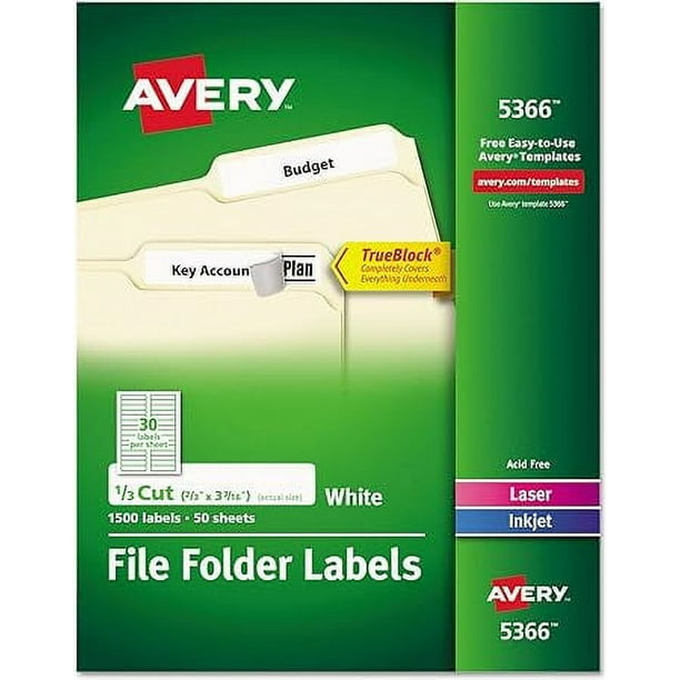 1500 Etiquetas Adhesivas Avery Blanca 1.7 X 8.7 Cm