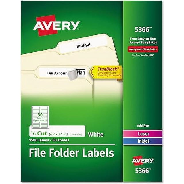 1500 Etiquetas Adhesivas Avery Blanca 1.7 X 8.7 Cm