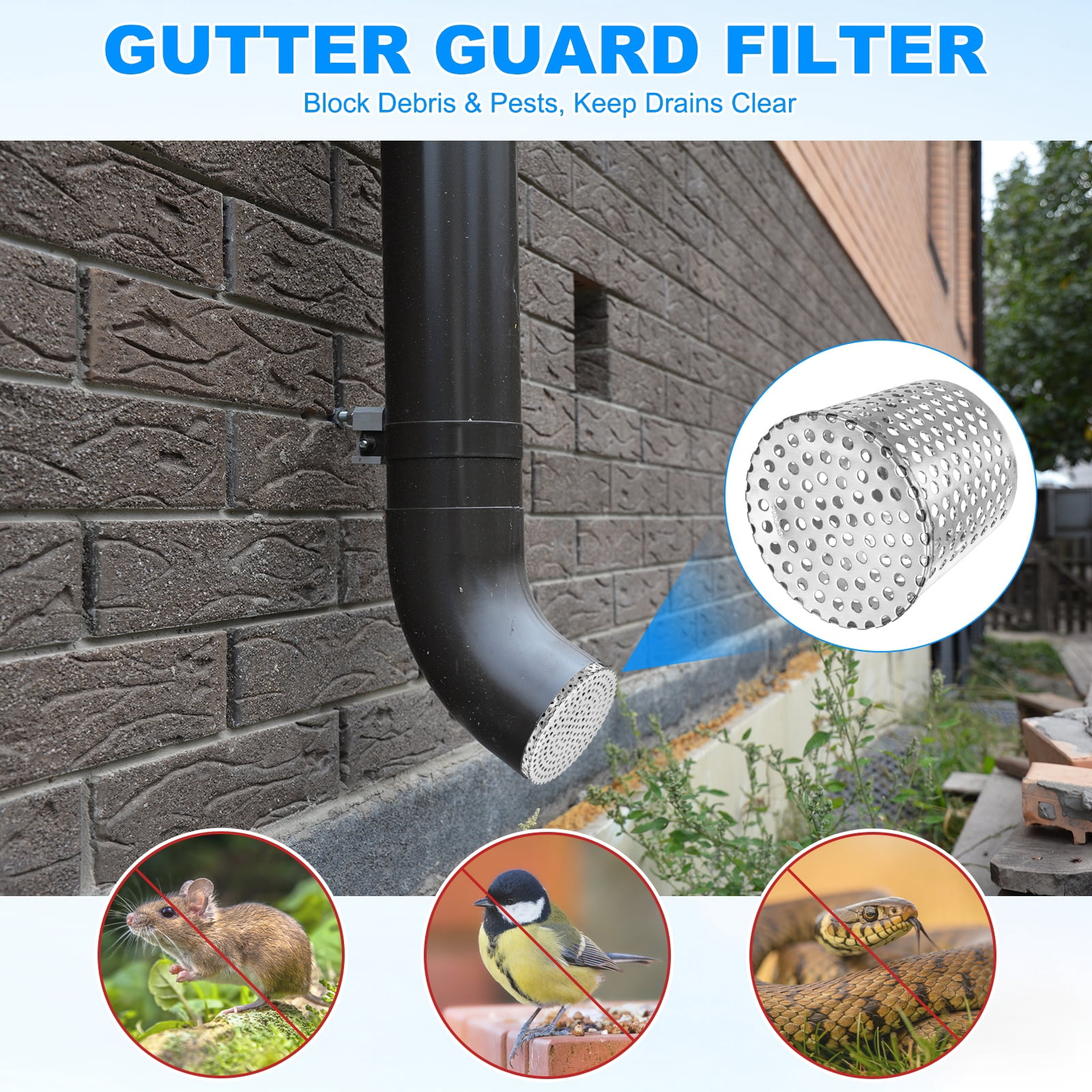 Uxcell 2-Pack Termination Mesh Screen Vent Covers, 3.54–2.87 Inch ID Stainless Steel Conical Exhaust Pipe Cover Strainer for Preventing Birds/Leaves from Entering