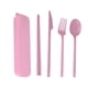 thumbnail image 1 of Xiao Hua 2 juegos de cubiertos reutilizables de paja de trigo, portátiles, para cuchillos, tenedores y cucharas, para picnic, camping o uso diario, ecológicos (rosa), 1 of 4