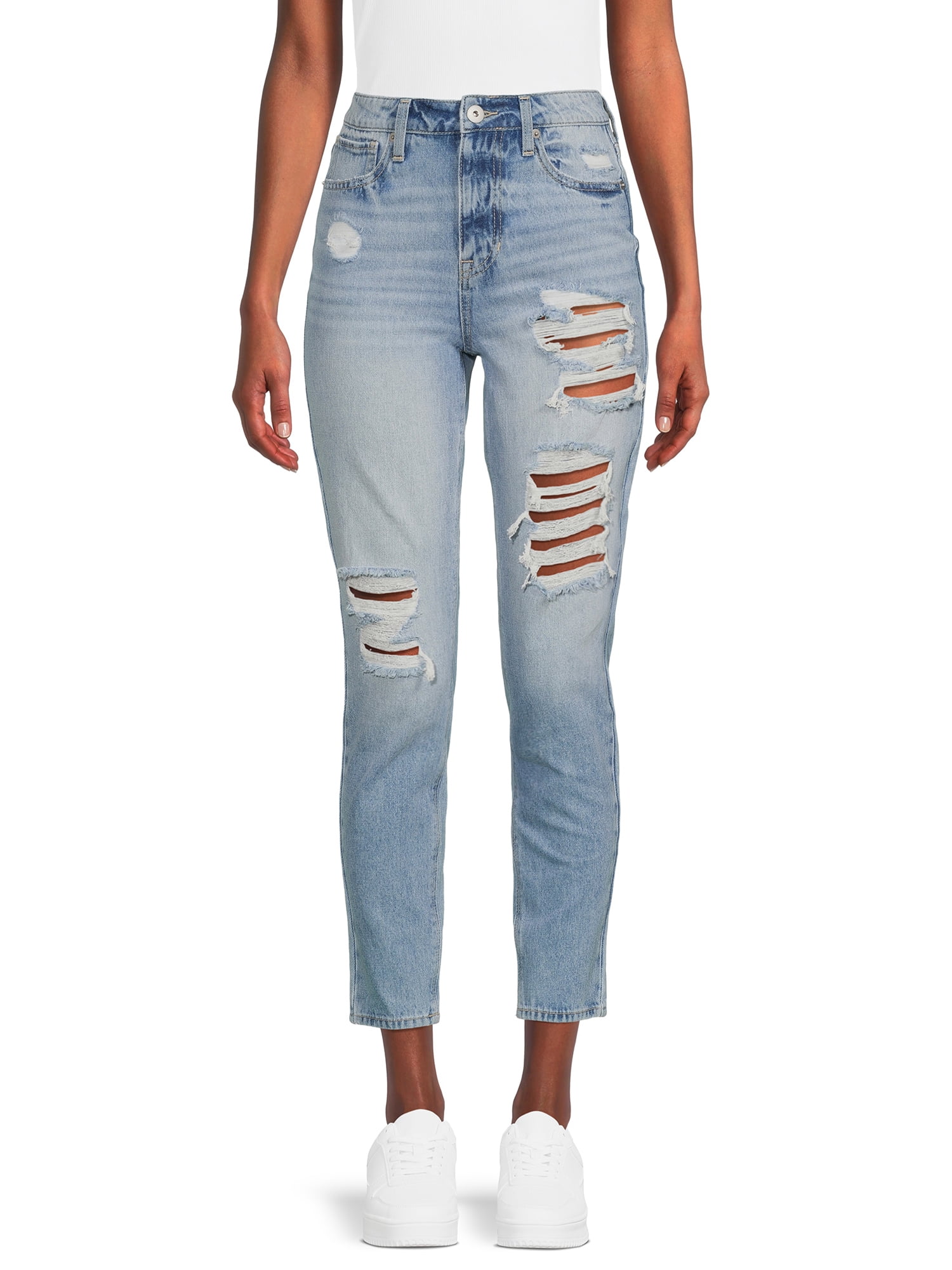 No Boundaries Juniors' Super High Rise Mom Jean
