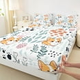 thumbnail image 3 of Homewish Kawaii Corgi Dog 4pcs Bed Sheets for Child Boys Girls,Chic Floral Flower King Sheets,Cartoon Animal Super Cozy Sheet Set,Super Cozy Room Decor, 3 of 7