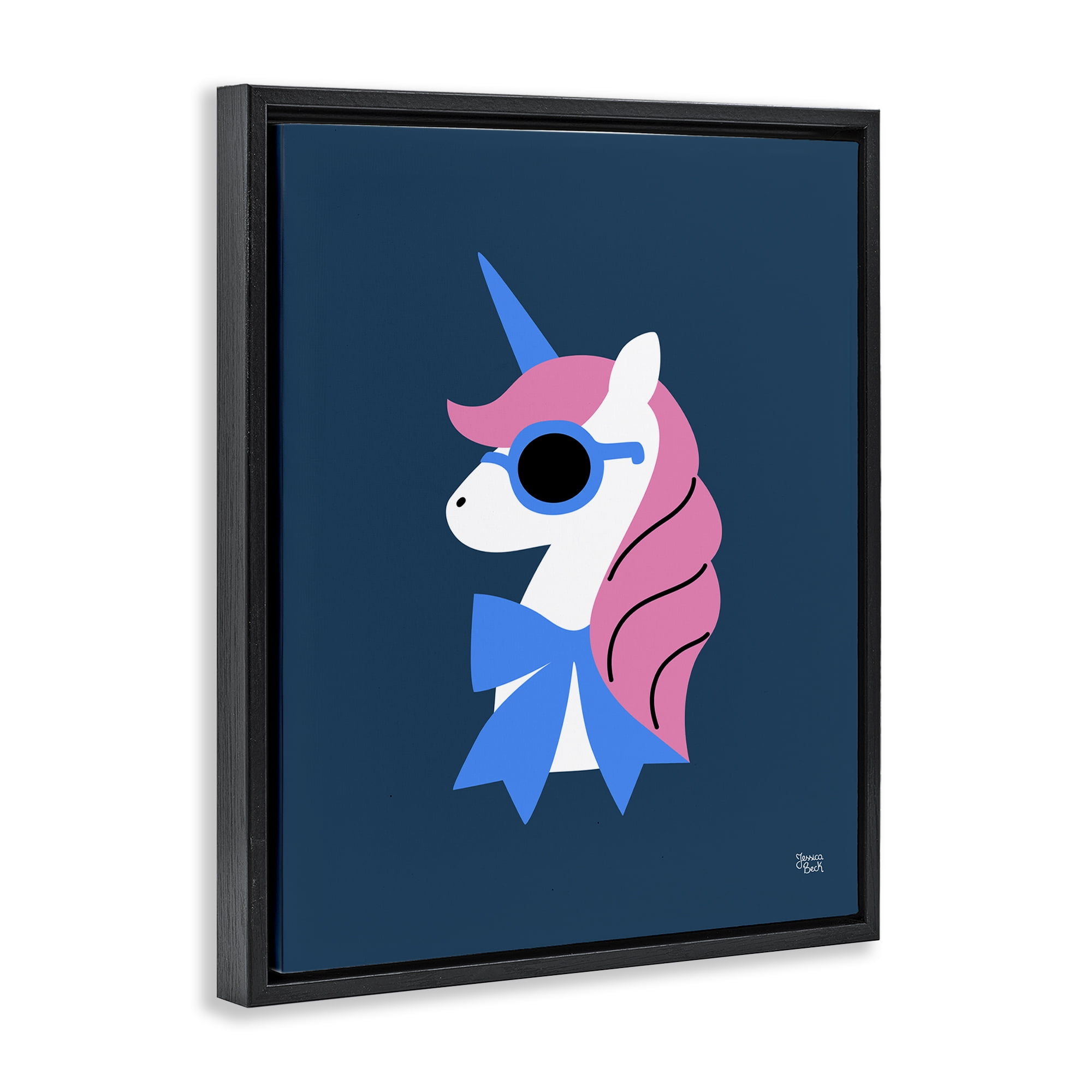 Stupell Industries Stylish Unicorn in Sunglasses Fantasy & Sci-Fi Painting Black Floater Framed Canvas Art Print Wall Art, 25 x 31