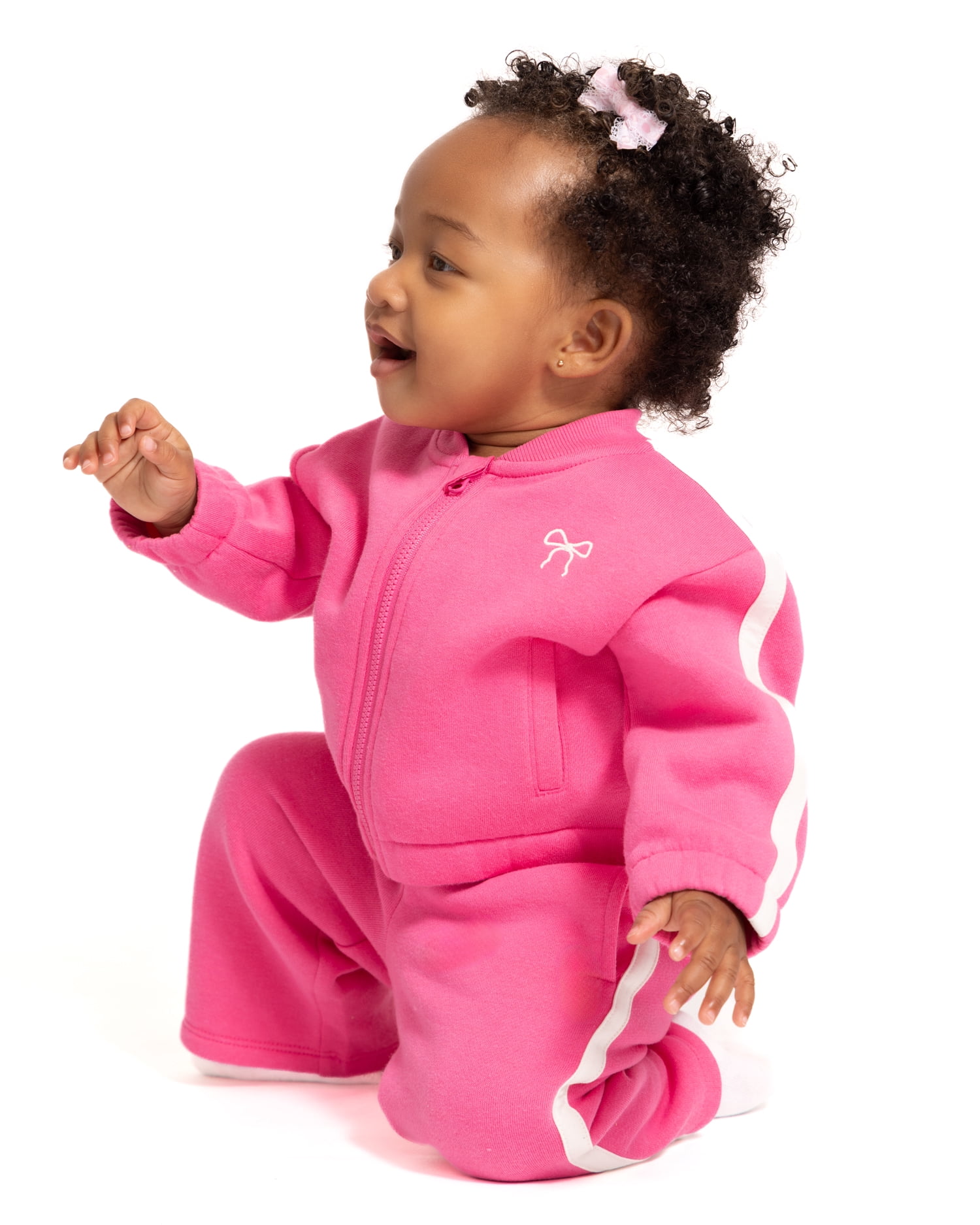 Wonder Nation Baby Girls Long Sleeve Full-Zip Tracksuit, 2 Piece, Sizes 0/3M-24M