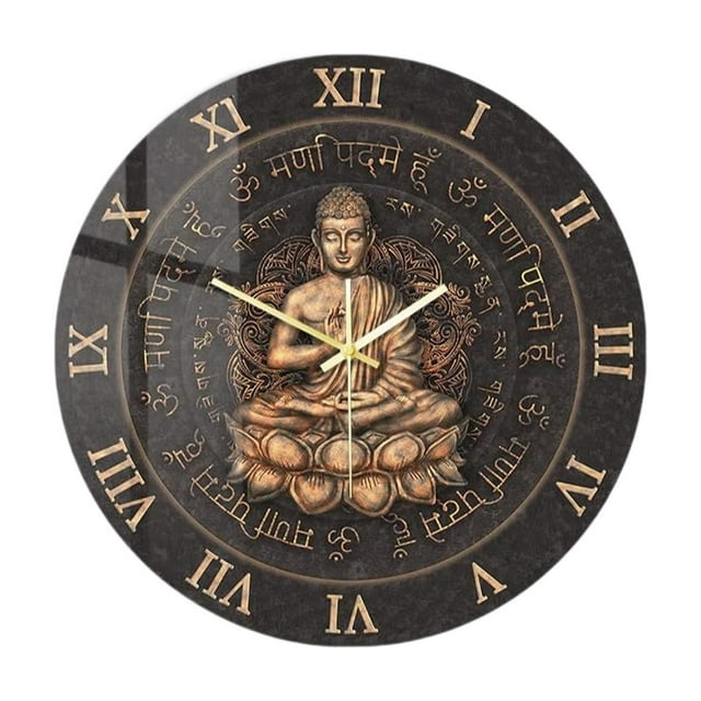 Elegante reloj de pared decorativo silencioso de acrílico con forma de animal, analógico, grande, de 15 pulgadas Buda