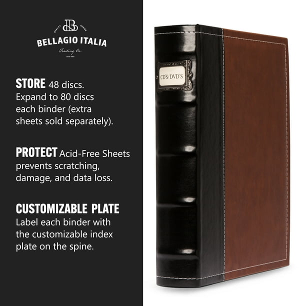 Bellagio-Italia CD/DVD Storage Binder - Brown - Leather - 288-Disc