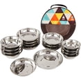 thumbnail image 1 of Stainless Steel Dinner Plates Ultra 17 Pcs Set Camping Bowls Stainless Steel Dinner Plate Set Include Round Dinner Plate for Eating, Camping, Picnic,Outdoor, Dishwasher Safe, 1 of 7