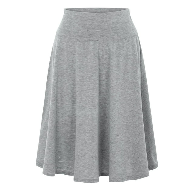 B91xZ Jupes pour Femmes Basique Modeste Longueur sous le Genou Jupe Droite en Tricot Extensible, Gris 3TG