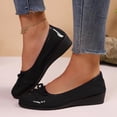 thumbnail image 2 of YLYL Women Ballet Shoes Bow Round Toe Wedge Heel Slip on Walking Dating Party Daily Dress Shoes, 2 of 9