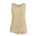 thumbnail image 5 of cocolona Womens Summer Linen Tank Tops Crew Neck Sleeveless Ruffle Hem Shirts Dressy Casual Tunic Solid Color Blouses, 5 of 6