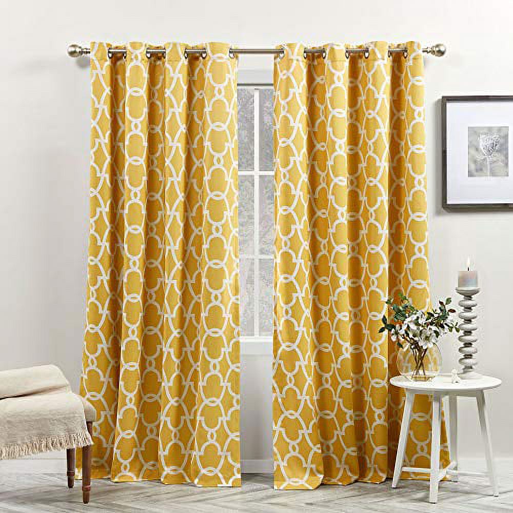 Exclusive Home Gates Sateen Room Darkening Blackout Thermal Grommet Top Curtain Panel Pair, 52"x84", Sundress Yellow
