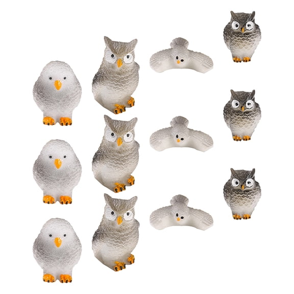 OFFIGAM Set of 12 Small Resin Owl Figurines, Assorted Colors, Cute Decorative Owls for Home, Office, Shelf, and Desk Display
