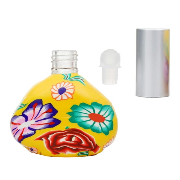 Atomizador de perfume recargable Flor embellecida Retro Decorativa Tamaño de bolsillo Bolsa de aire vacía Vial Pintado Porta botella de perfume - Botella de rodillo Botella de rodillos