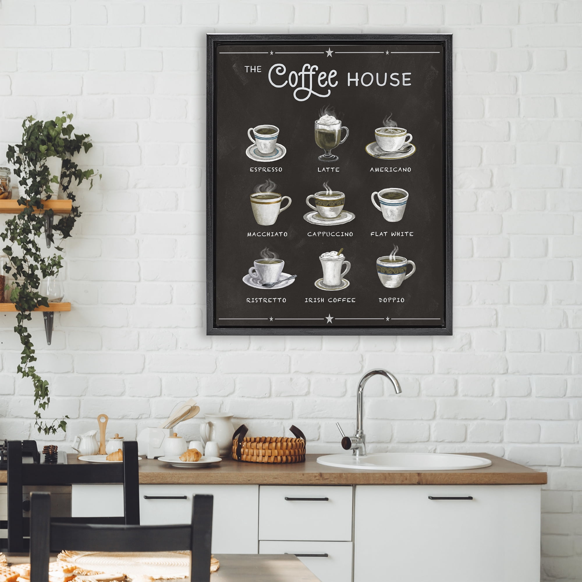 Stupell Industries The Coffee House Menu Black Framed Floater Canvas Wall Art, design by Conrad Knutsen