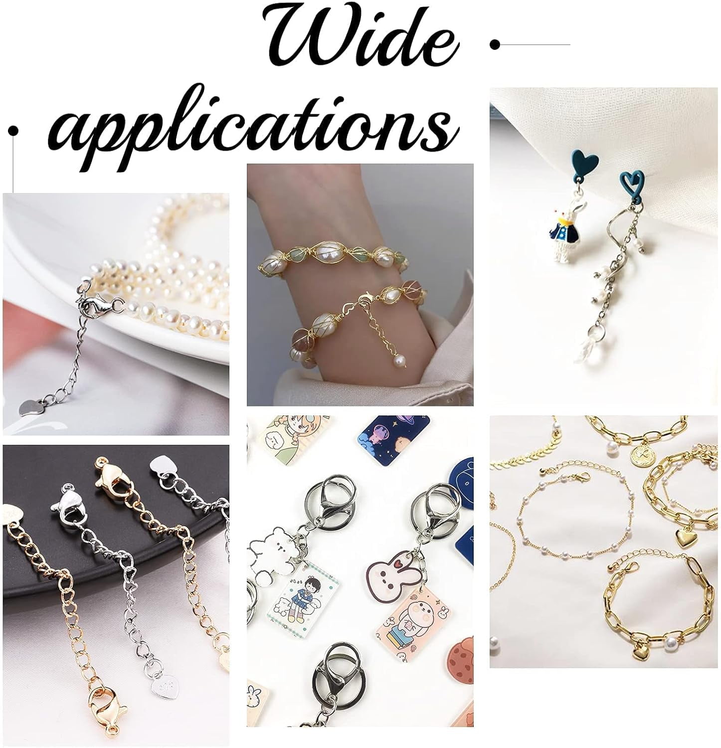 2500pcs Split Jump Rings Set Split Rings Jump Rings Lobster Claw Clasps with Jump Ring Opener Split Ring Opening Jewelry Pliers for Necklace Bracelet Jewerly Making Silver/Golden