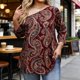 thumbnail image 1 of TaTaai Printed Blouse Elegant Flowy Women's Plus Size Fashion Off-Shoulder 3/4 Sleeve All Season Casual Semi-Formal Top Gift, 1 of 6