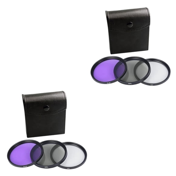 Sidaley Filtro de lente 3 en 1 de 3 piezas con bolsa 49MM 52MM 55MM 58MM 62MM 67MM 72MM 77MM Protector de vidrio reemplazo de polarizador 55 mm 2piezas