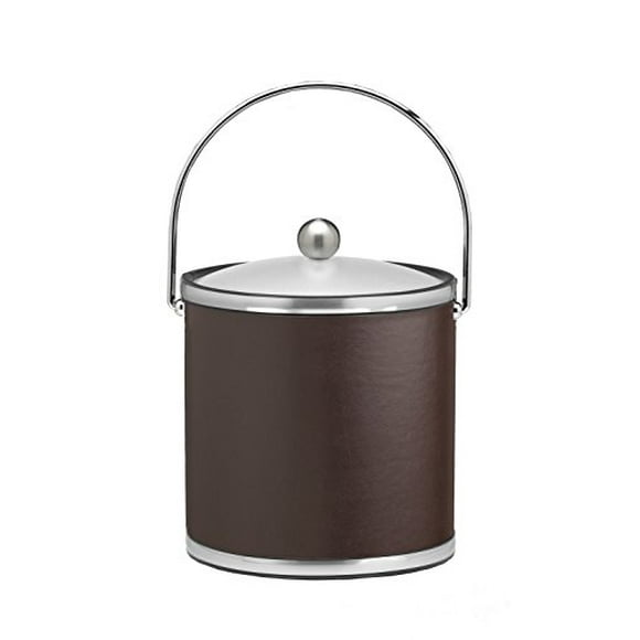 Kraftware Corp. 50765 Sophisticates Brown W/ Brushed Chrome 3 Qt Ice Bucket W/ Bale Handle,& Lucite Cover