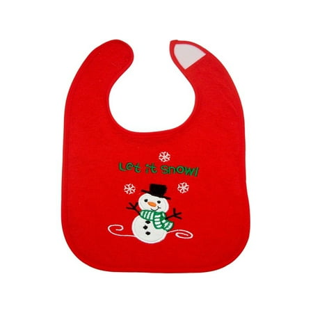 

Soft Waterproof Bibs Baby Cute Lovely Cotton Drooling Triangle Towel Color:Red with snowman