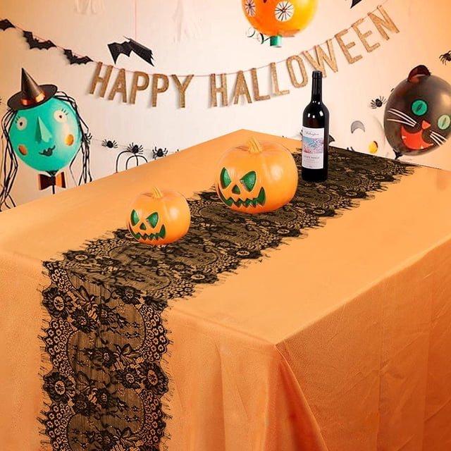 Table Runner Pardecor, paquete de 5 unidades, 305 cm, encaje floral negro