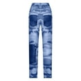thumbnail image 6 of Lovskoo 2024 Womens Faux Denim Scrunch Yoga Pants Printed Workout Leggings Butt Lifting Pants Blue, 6 of 7