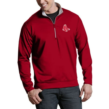 Antigua Red Jacket - Boston Red Sox Antigua Leader Quarter-Zip Pullover Jacket - Red