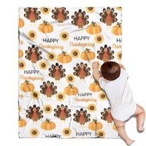 Happy Thanksgiving Turkey Fall Pumpkin Blanket,Comfortable Soft Lamb Wool Throw Blanket,All Season,Warm Lightweight Blankets for Sofa Bed Couch Living Room Chair,30"x40"