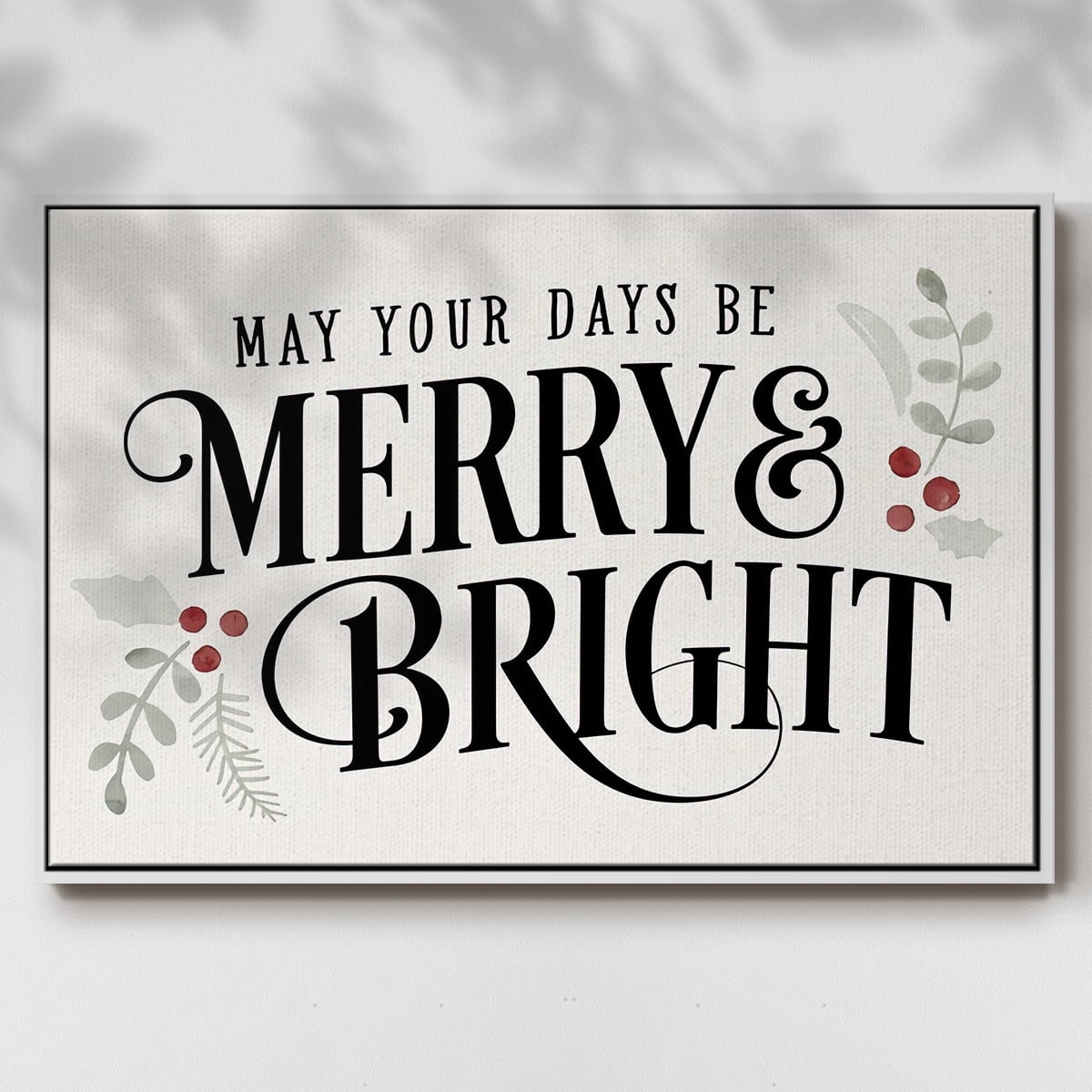 Merry Sentiment II - Framed Gallery Wrapped Holiday Canvas - 25 x 37 - White Frame