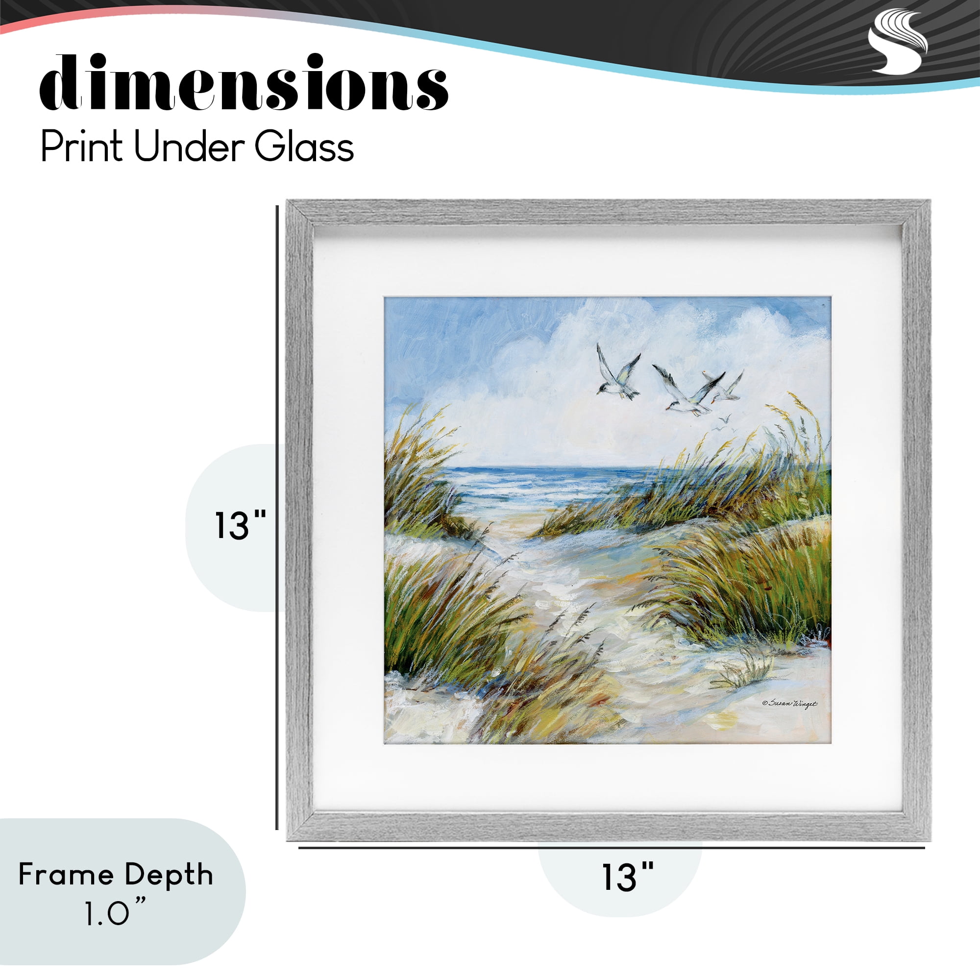 Stupell Industries Beach Path Seagulls Overhead Gray Framed Print Under Glass, design by Susan Winget