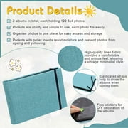SPOKKI 2 Pack Small Photo Album 6x4 | Linen Cover Photo Albums for 200 Photos | Portable Mini Flip Memory Book with Stickers for Wedding, Holiday & Family
