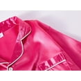 thumbnail image 4 of Beezizac Little & Big Girls Pajama Set Size 14 - Hot Pink Satin Silky Soft Long Sleeve Teen Cute 2-Piece Winter Jammies, 4 of 7