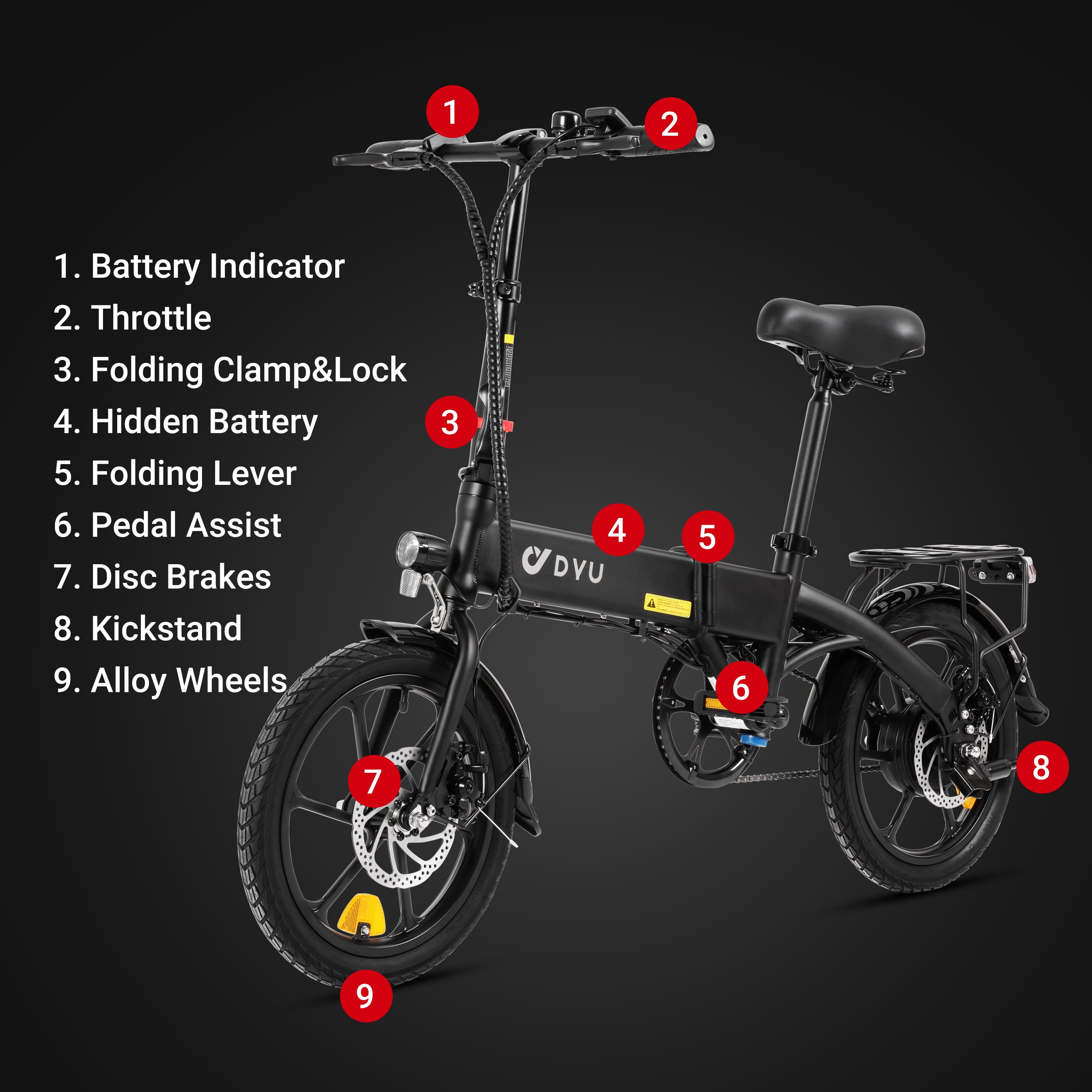 DYU 14" Foldable Electric Scooter for Adults - 500W Peak Motor, 36V 10AH Li-ion Removable Battery, City Commuter E Bike with Cargo Capability, Ideal for Urban Riding UL2849