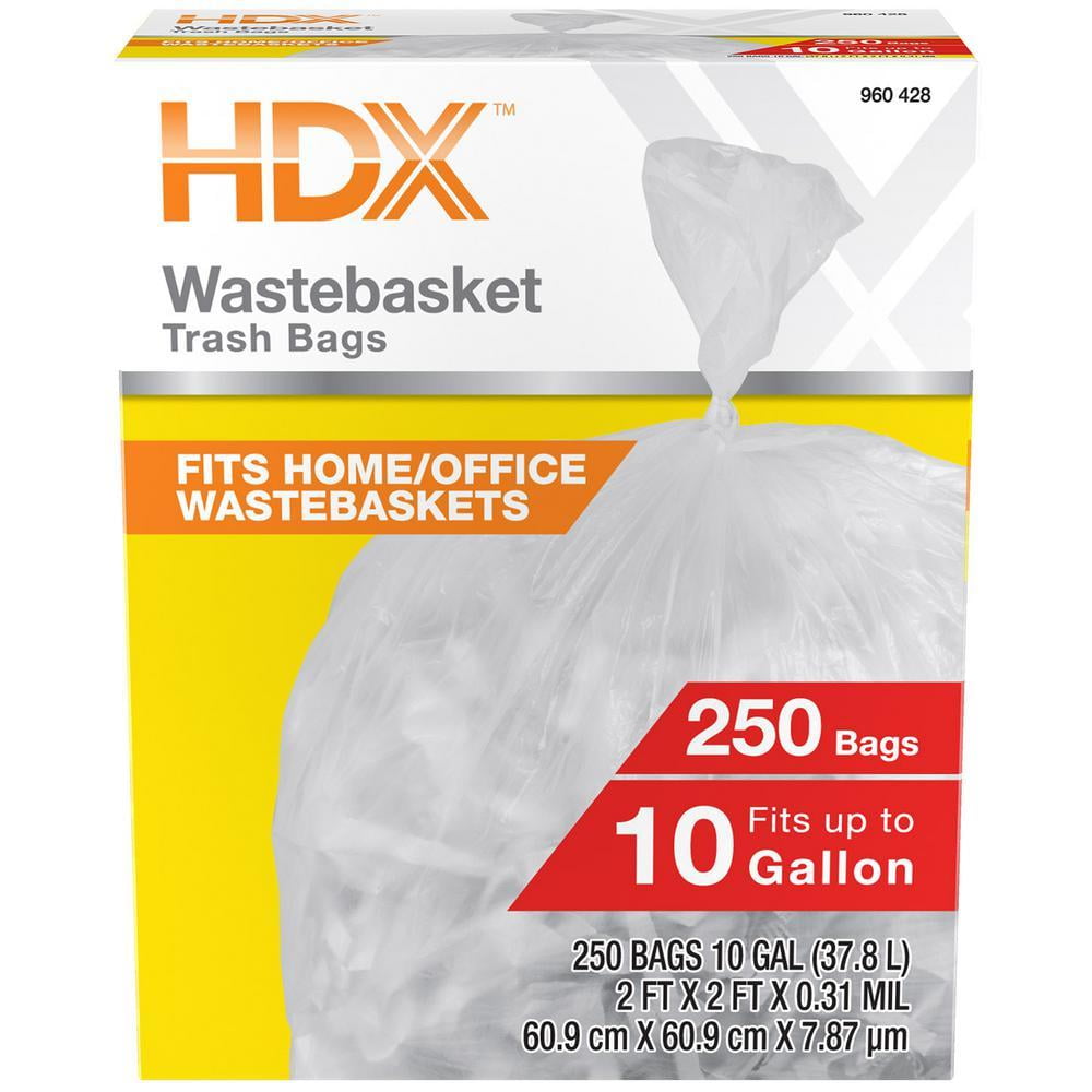 10 Gallon High Density Waste Basket Trash Bags (250Count) (D