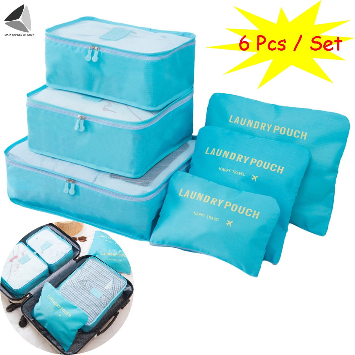 Sixtyshades Travel Storage Bags Waterproof Mesh Packing Cube Luggage