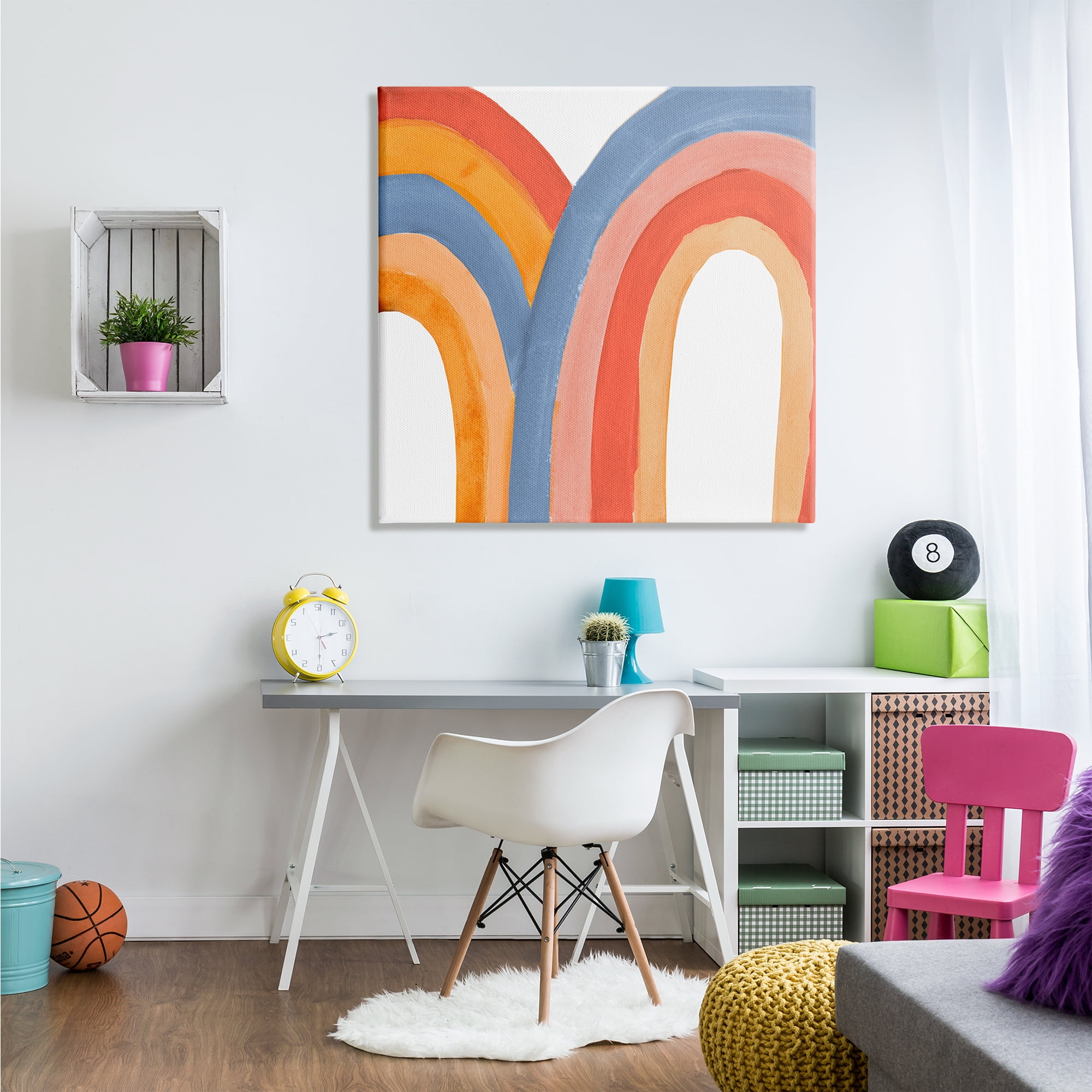 Stupell Indtries Playful Double Rainbow Arches Blue Red Orange,36 x 36,Design by Emily Navas