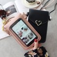 thumbnail image 4 of Bolso de hombro para mujer, mini estuche para teléfono móvil con candado de amor con pantalla táctil de cuero PU transparente kaili Sencillez, 4 of 5