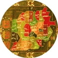 thumbnail image 1 of Ahgly Company Machine Washable Indoor Round Persian Yellow Traditional Area Rugs, 4' Round, 1 of 4