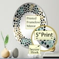 thumbnail image 3 of Designart "Flourishes of Calligraphy in Black and Golden Damask I" Damask Polka Dot Round Wall Mirror - Oval Printed Decorative Mirror - Multiple Color Options, 3 of 5
