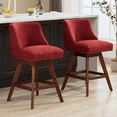 thumbnail image 2 of Tcbosik Modern Swivel Bar Stools Set of 2, Upholstered Counter Height Bar Chair with Wood Legs for Kitchen Island, Dining Room, Wine Red, 2 of 11