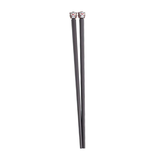2 palillos para niños con punta de animal para principiantes, lindos utensilios reutilizables antideslizantes mono