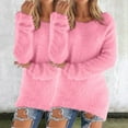 thumbnail image 2 of Womens Sweaters For Women Sweaters Fashionable Long Sleeve Pullover Loose Fuzzy Jumper Sweater 85% Polyester 15% Spandex Ribbed Neck/Cuffs Warm Comfortable Machine Washable Fall Sweaters For Women, 2 of 6