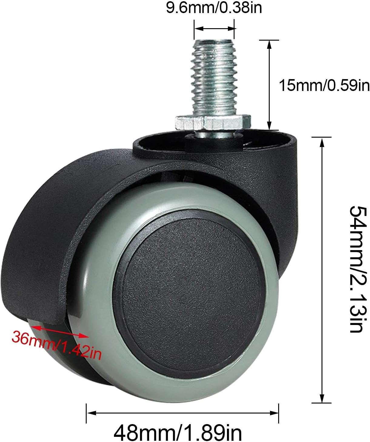 Gamvdout Plate Casters 5 Pcs Furniture Casters Large Office Chair Casters Silent Replacement Wheels Crib Casters 360° Rotation Load 300KG